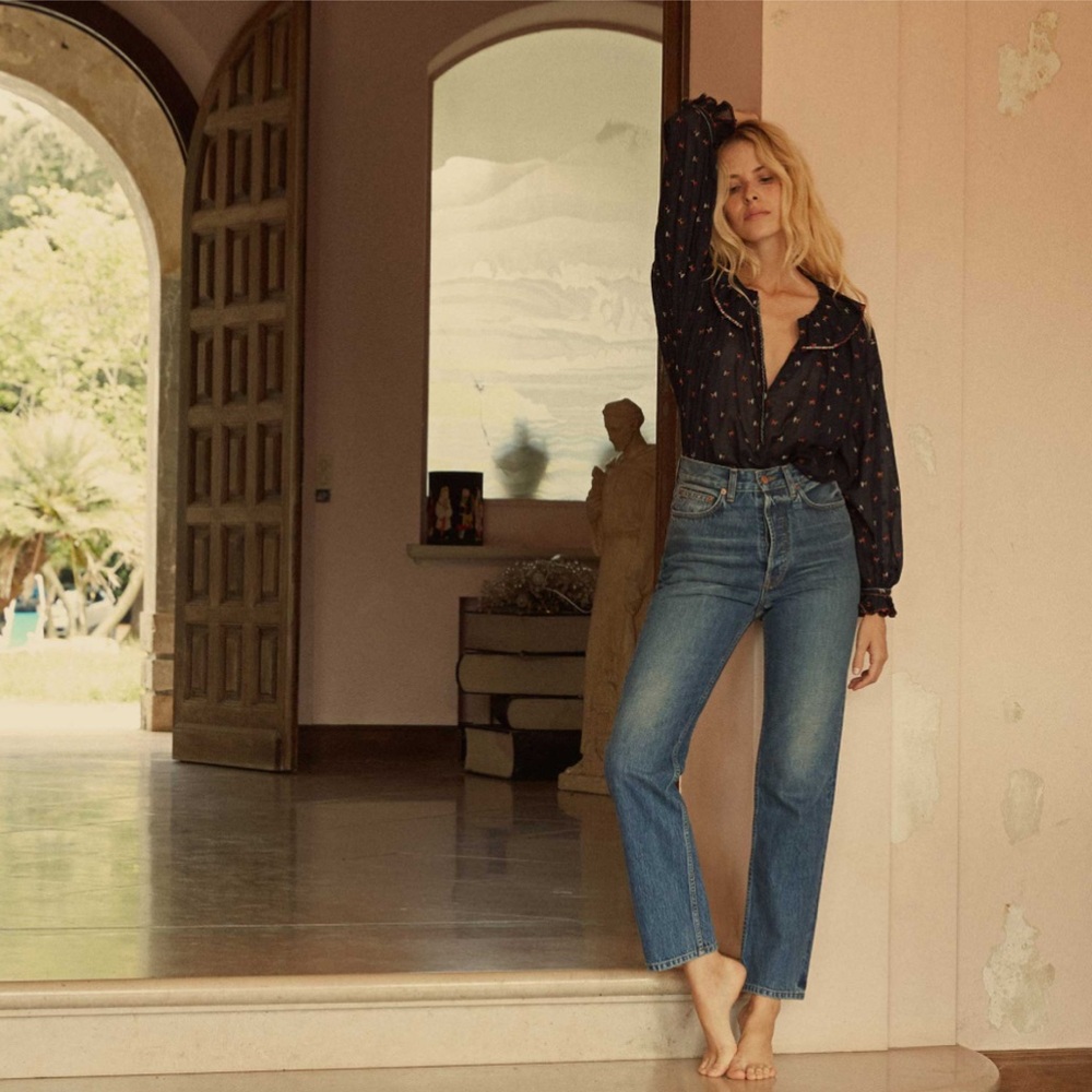 Doen - Ethel Blouse in Navy Carnation Embroidery